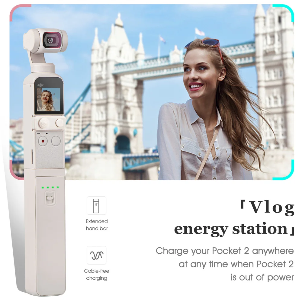 

For DJI Osmo Pocket 2 Portable Power Bank Mobile 3200mAh Battery Charger Handheld Charging Hub For DJI Pocket 2 Camera Hand Grip