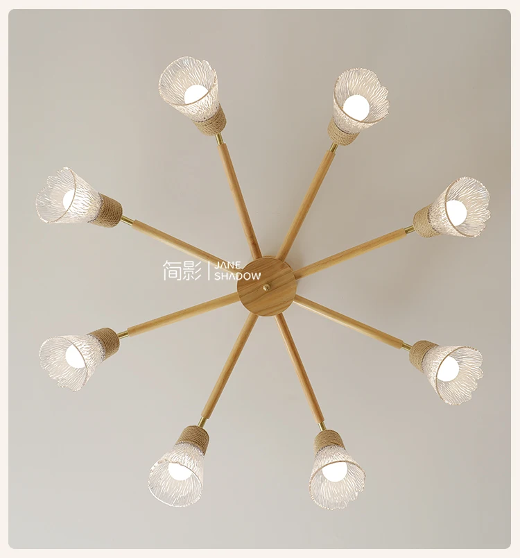 

Wood Living Room Chandelier Villa Personality Creative Industrial Style Design Master Bedroom Lamp