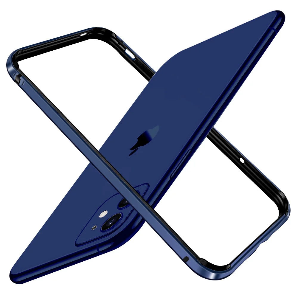 

Бампер для iPhone 11 Pro Max, роскошный силиконовый металлический алюминиевый чехол для iPhone 12 X R XS XR 7 8 Plus SE 2020, синие аксессуары для телефона