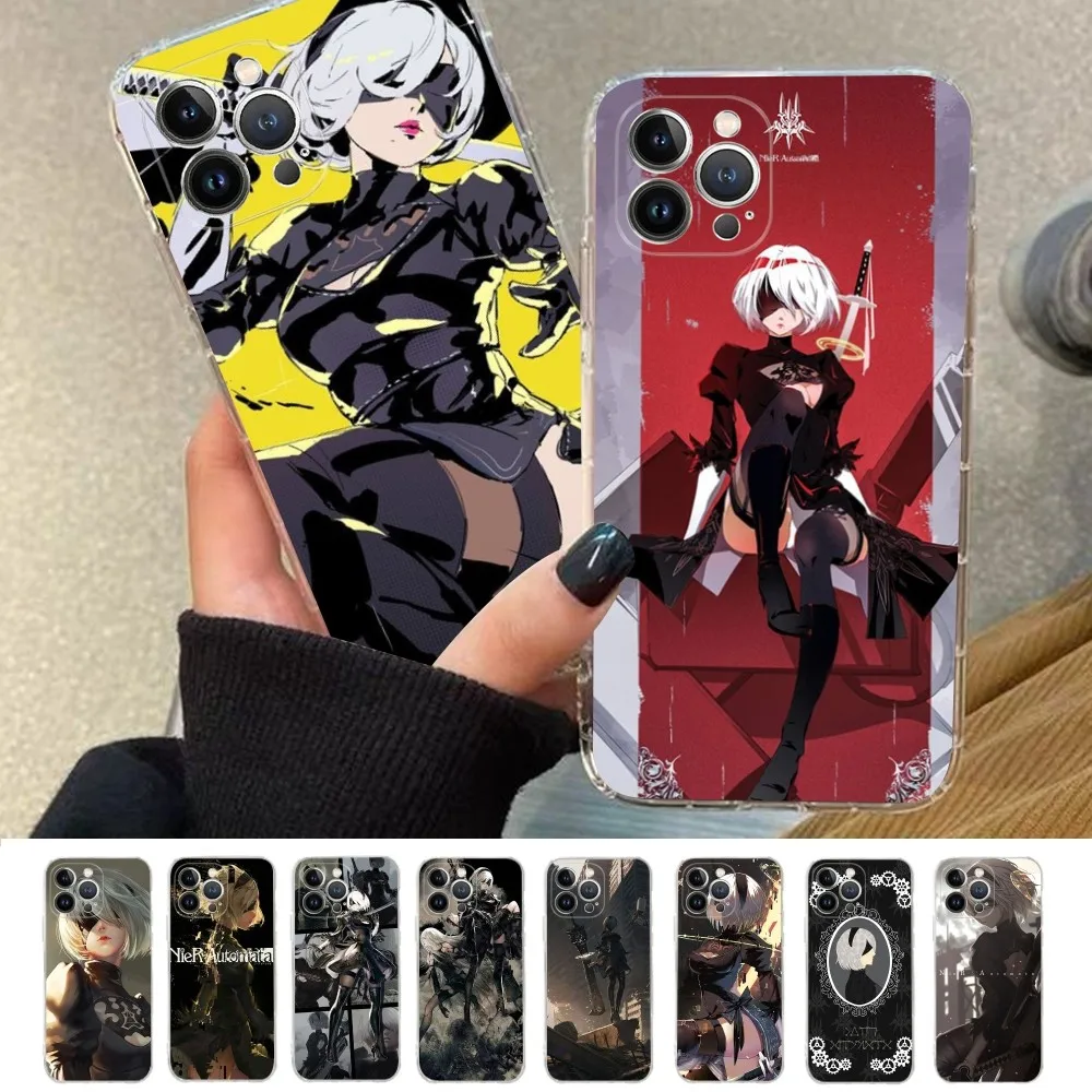 

2B Nier Automata Anime Phone Case For IPhone 15 14 11 12 13 Mini Pro XS Max Cover 6 7 8 Plus X XR SE 2020 Funda Shell
