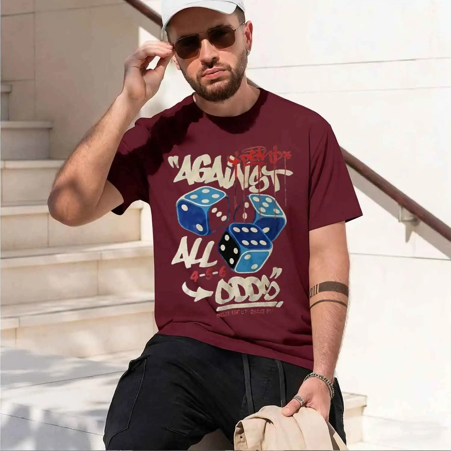 Мужская футболка с принтом «Men Against All Od Blue De Graffiti Ba», уличная одежда в стиле хип-хоп, винтажная футболка с графическим принтом, короткий рукав, новая модель 2026 года (art.: 3920dc87da752) - 3920dc87da752