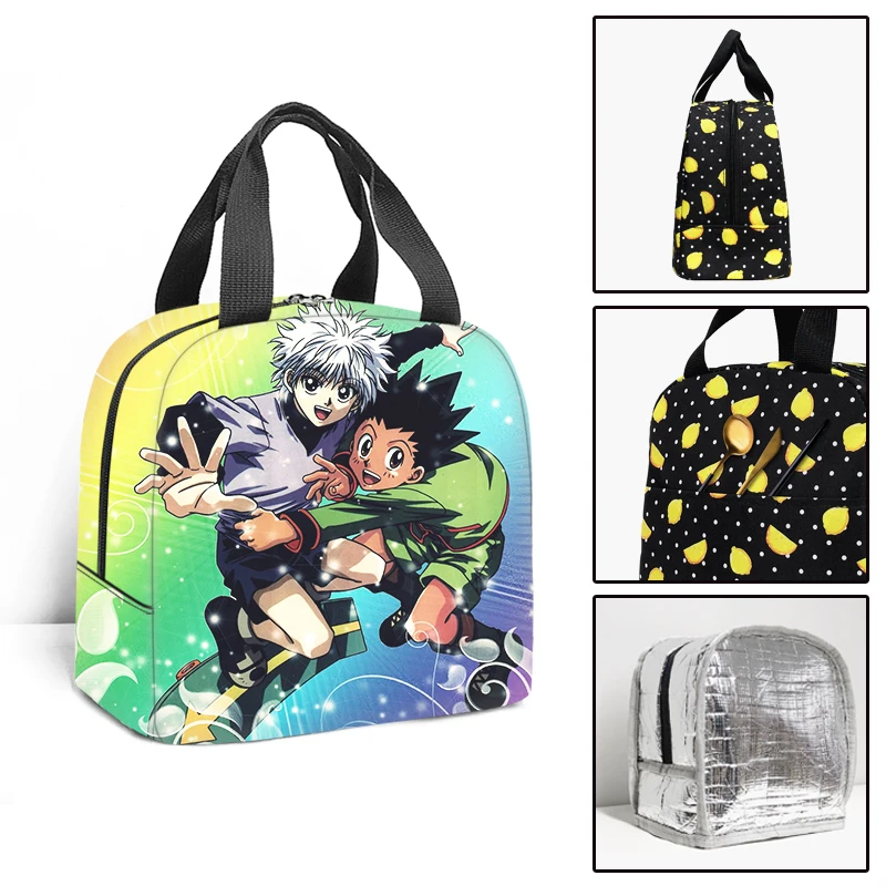 

Anime Hunter X Hunter Insulated Lunch Bags Boys Girls Print Food Case Cooler Warm Bento Box Kids Lunch Bag for School