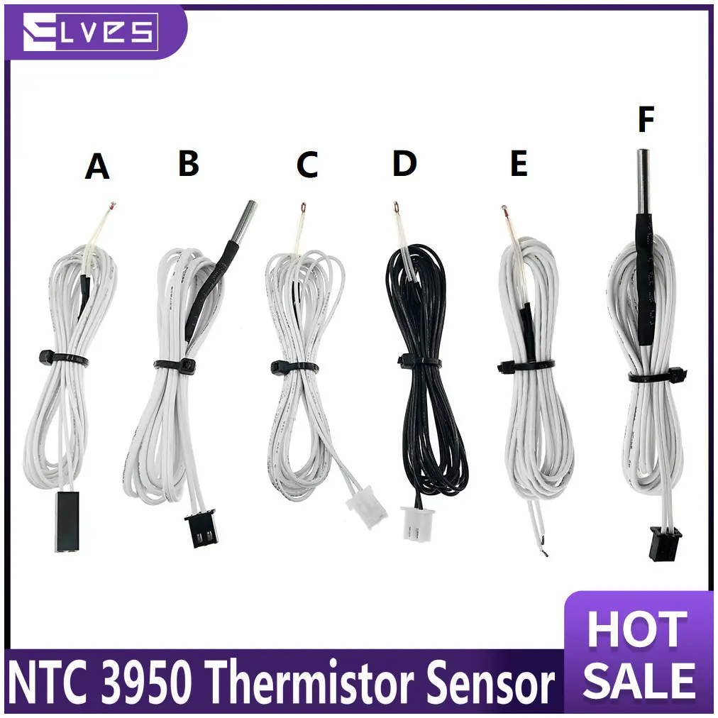 

ELVES 1Pcs 100K ohm NTC 3950 Thermistors Sensors with Cable 3D Printers Parts Temperature Part White 1M Line Accessories