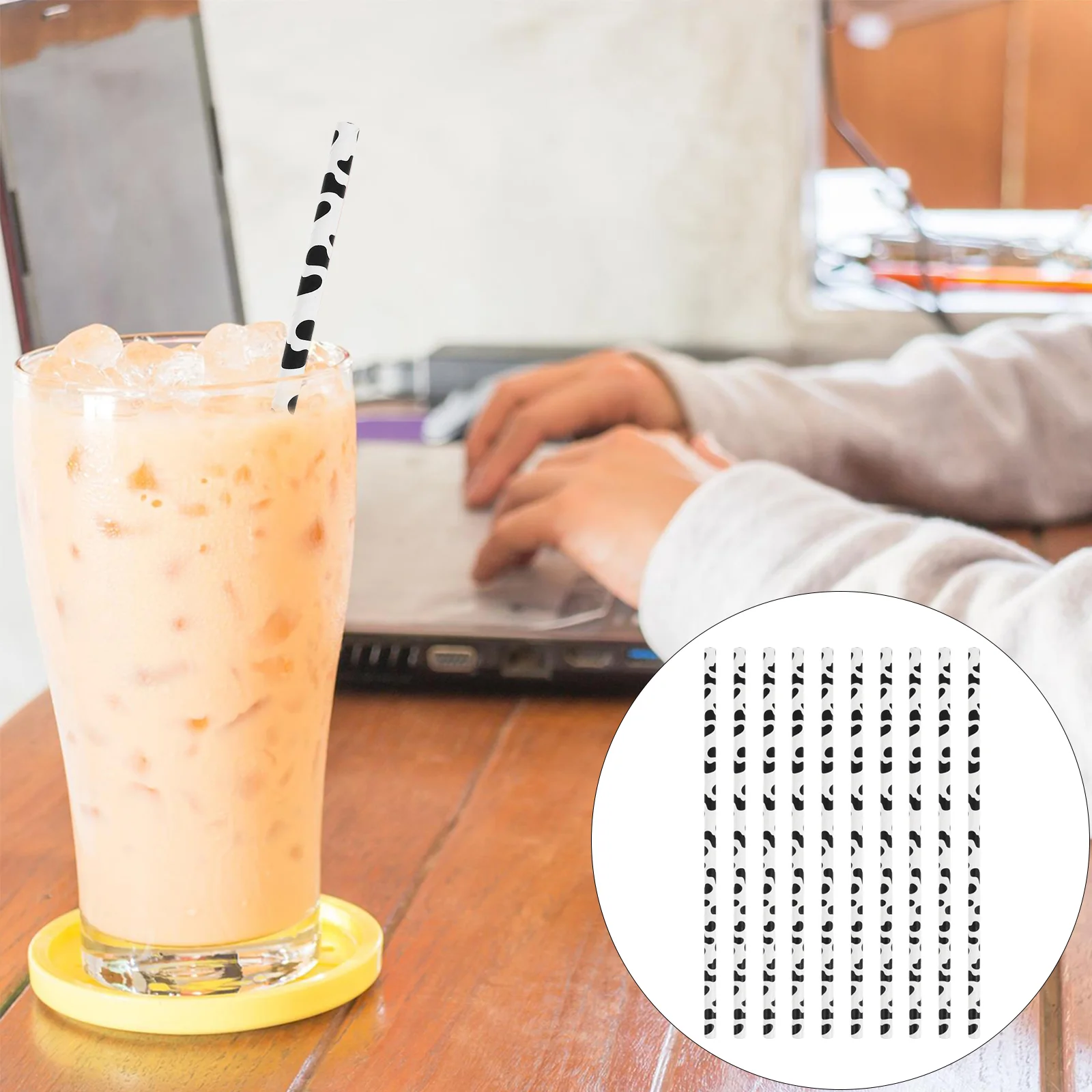 

Straws Straw Paper Cow Black White Birch Partydrinking Print Kids Birthday Stirrers Coffee Tea Drink Forfarm Biodegradable