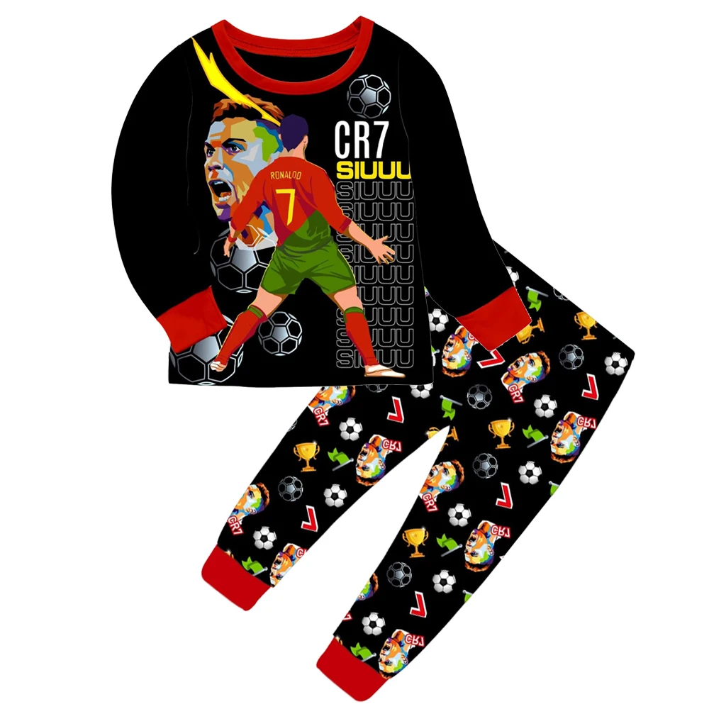 Детская одежда пижамы с футбольной звездой для мальчиков и девочек футболка