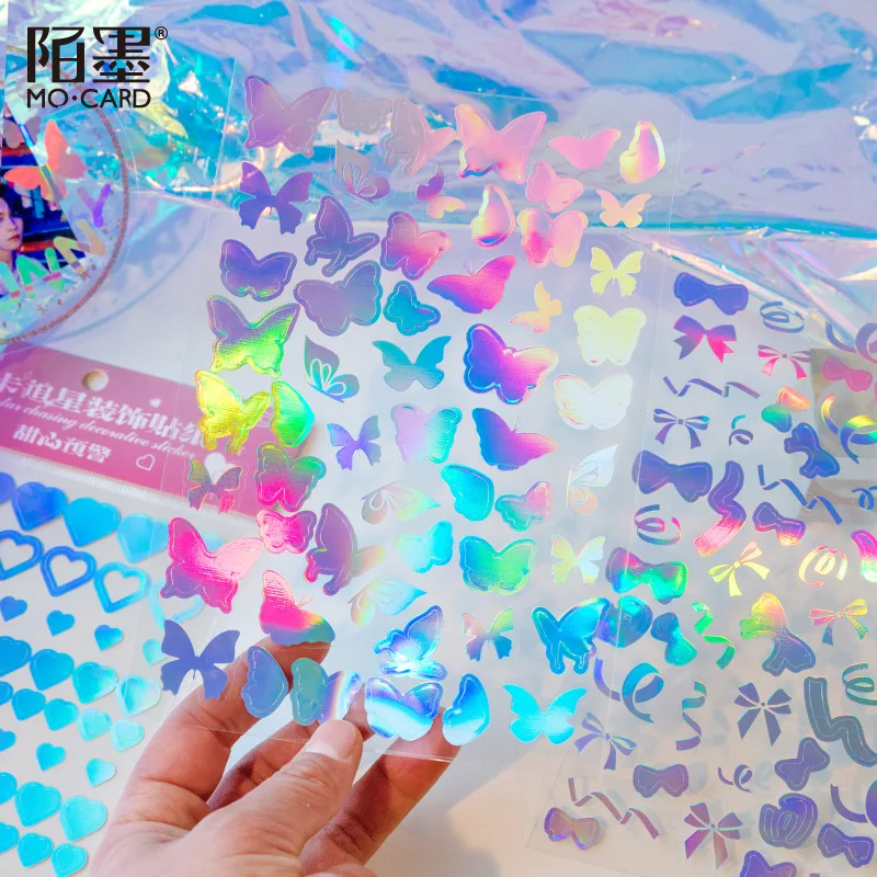 

1PCS Glittery Laser Stickers Kpop Photocards Decorative PET Scrapbooking Label Diary Stationery Album Phone Ins Journal Planner
