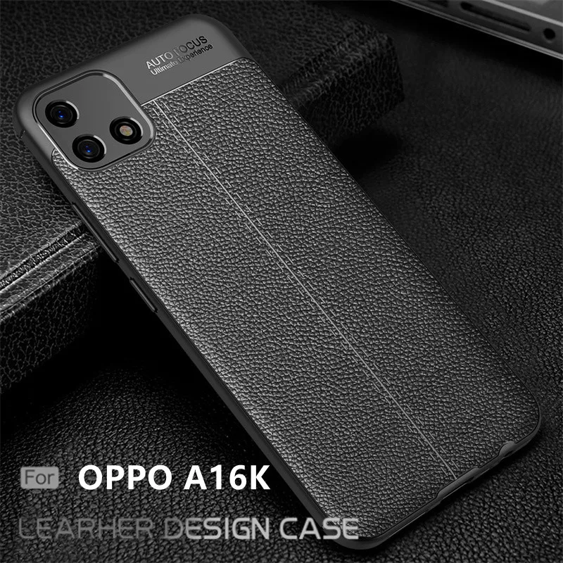 Cover For OPPO A16K Case For OPPO A16K Capas Back Shockproof Armor Bumper Luxury Soft TPU Leather For Fundas OPPO A16 A16K Cover