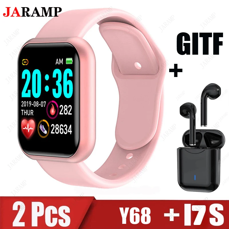 

2Pcs D20 i7s Smart Watch Men Women Bluetooth Digital Watches Sport FitnessTracker Pedometer Y68 Smartwatch for Android Ios
