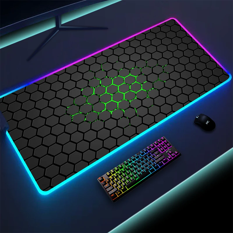 Geometric Large RGB Mouse Pad Gaming Mousepad LED Mouse Mat 