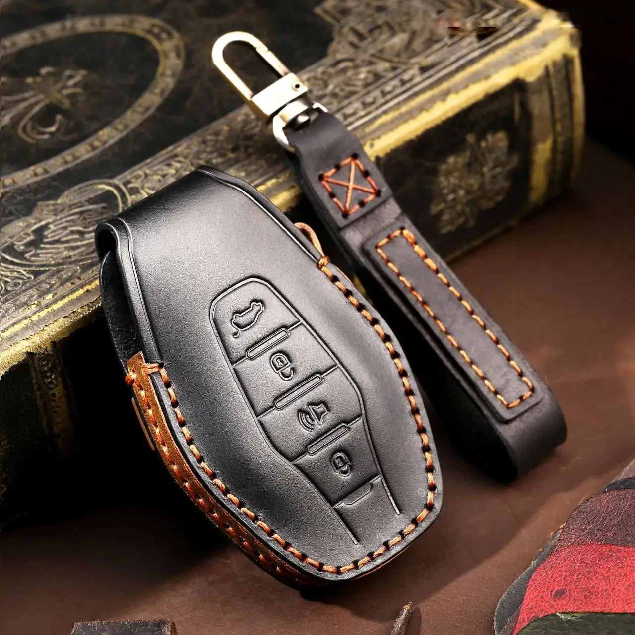 

Luxury Car Key Case Cover Fob Leather Keychain Holder Accessories for Chery Jetour 2020 X70 Plus X90 X70m X95 Keyring Shell Bag