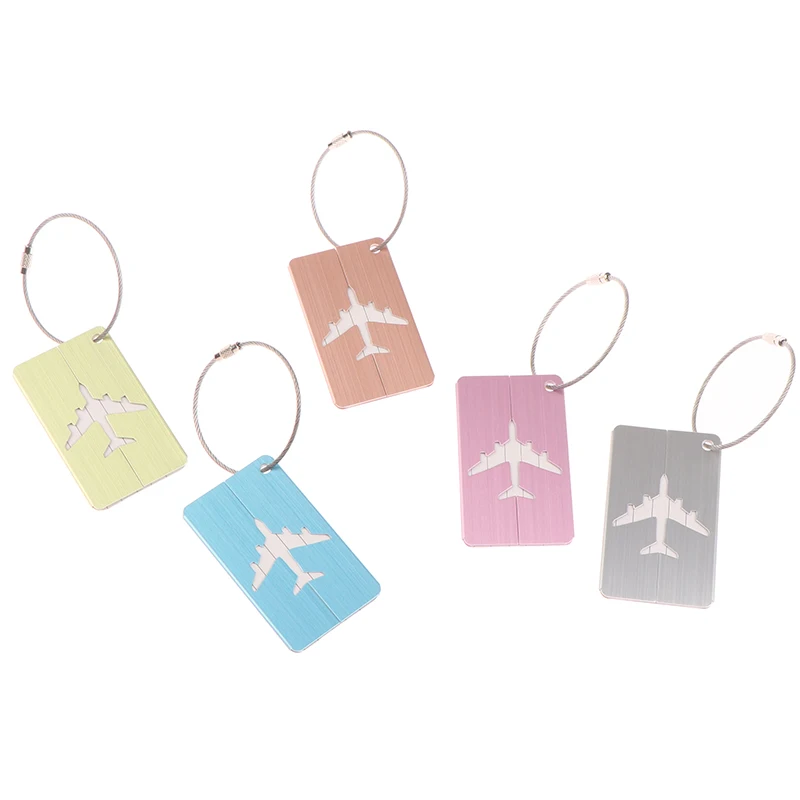 

Travel Brushed Luggage Tags Baggage Name Tags Aluminium Alloy Suitcase Airplane Tag Name Address Label Travel Accessories