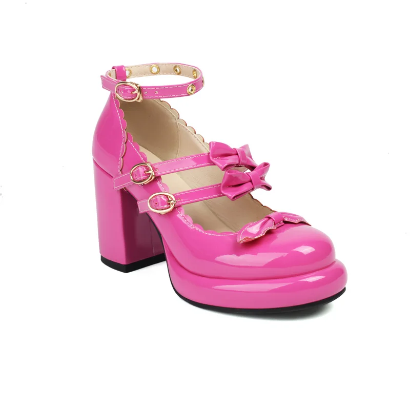 Женские туфли-лодочки из лакированной кожи на высоком каблуке и платформе