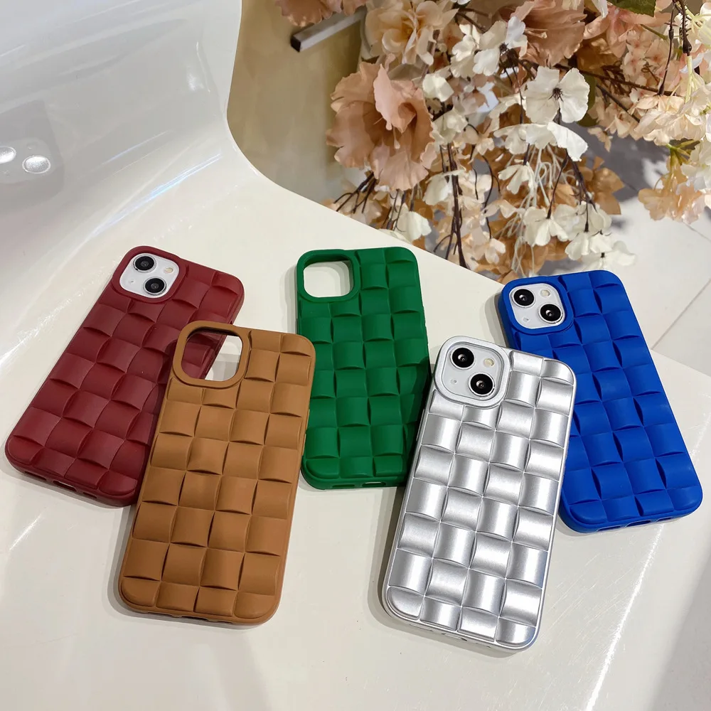 

For iPhone 13 12 11 Pro Max 7 8 Plus 2020X XR XS Max woven pattern 3D design sexy phone case simple three-dimensional style case