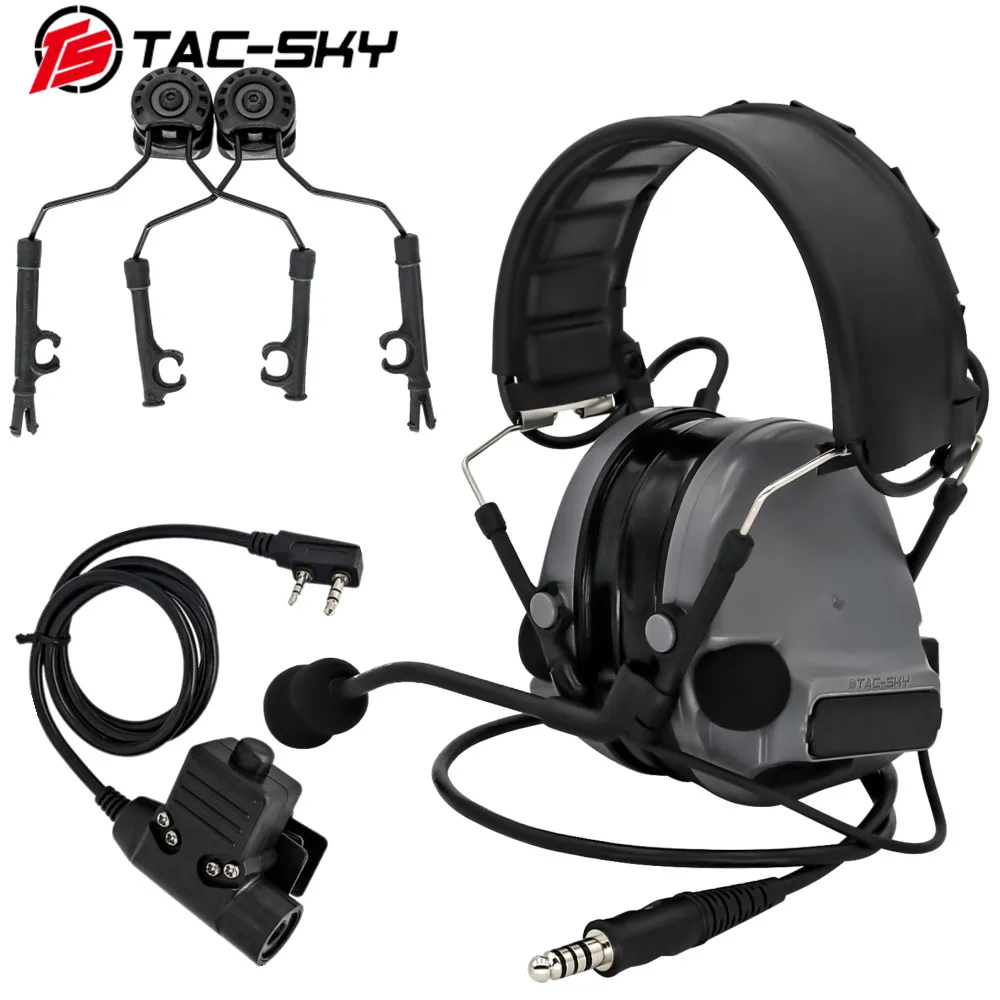 TS TAC-SKY COMTAC III Noise Cancelling Shooting Headphones Tactical Hearing Protection Headphones+ARC Helmet Mount+U94 PTT