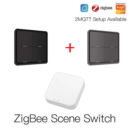 

Tuya ZigBee 4 Gang Wireless 12 Scene Switch Push Button Controller Battery Powered Automation Scenario For Tuya Devices