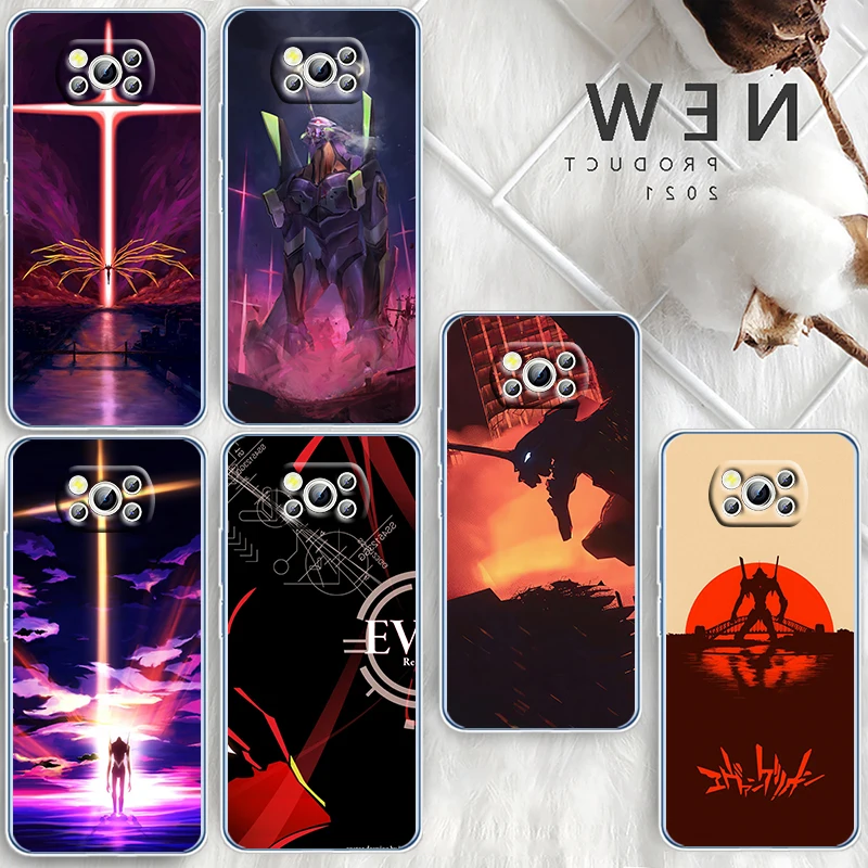 

Cool Evangelion EVA For Xiaomi Redmi Note 10S 9 Civi Poco X4 X3 NFC F3 GT M4 M3 M2 X2 F2 Pro C3 5G Transparent Phone Case