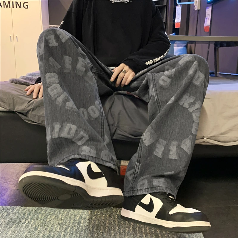 Men's Jeans Spring New Trend Fashion Brand Men's Pants Loose Straight Wide-Leg Harajuku Style Casual Long Pants