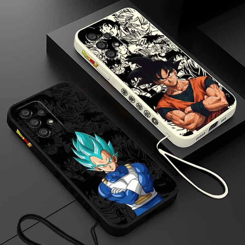 Фото Чехол для телефона с изображением аниме-персонажа D-Dragon Ball Saiyan для Samsung Galaxy A71 A55 A54 A53 A51 A17 A16 A07 A06 A05 5G, с жидким наполнением и ремешком №1