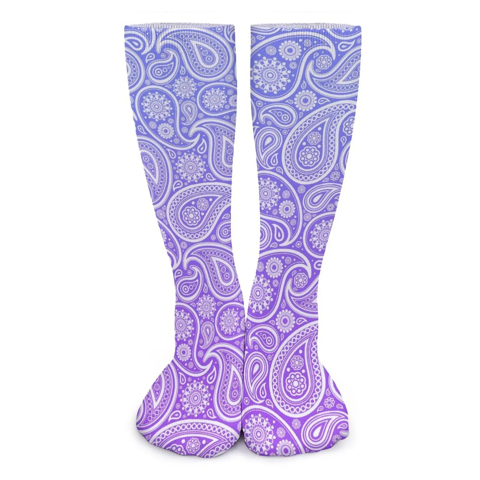 

Винтажные чулки с пейсли, фиолетовые носки для отдыха с эффектом омбре, Осенние противоскользящие носки для девочек, мягкие носки для скейтборда