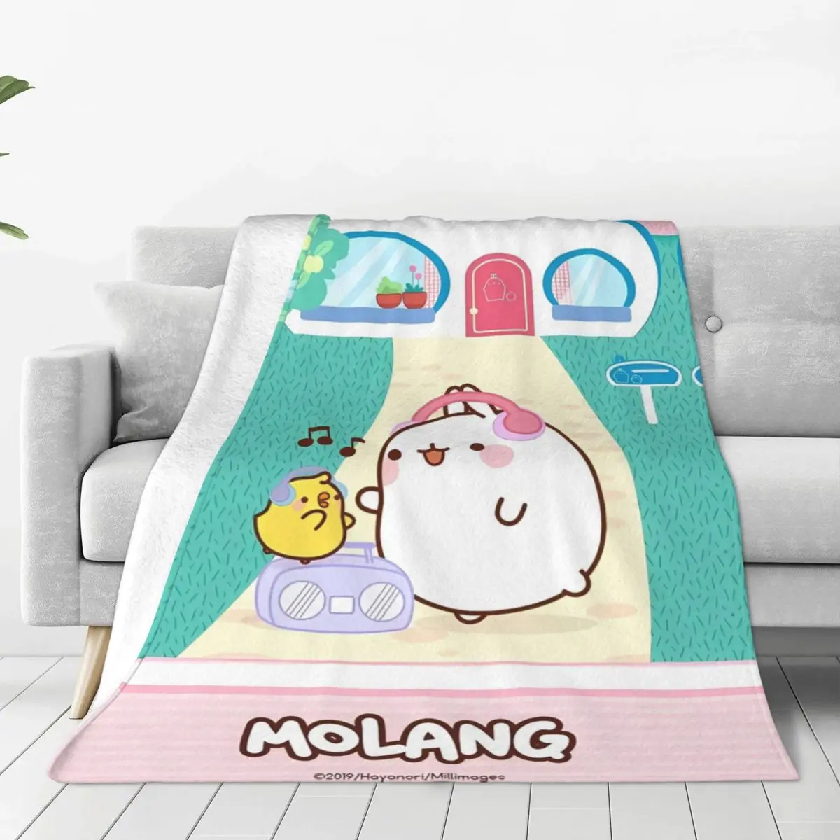 Теплое мягкое одеяло Molangs декоративное плюшевое эстетическое фланелевое