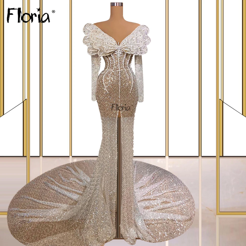 

Floria New Arrival Formal Dresses Sparkly Mermaid Long Prom Party Gowns for Weddings Glitter Evening Dress Butterfly Shape Robes