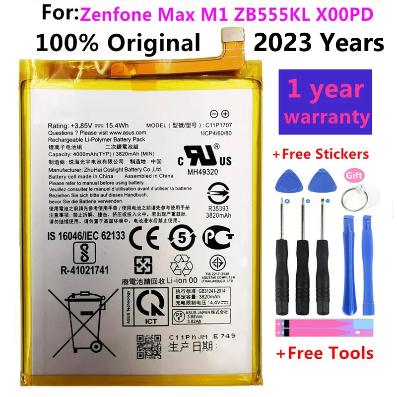 

100% Original C11P1707 Phone Battery For ASUS Zenfone Max M1 ZB555KL X00PD 4040mAh High Capacity +Free Tools