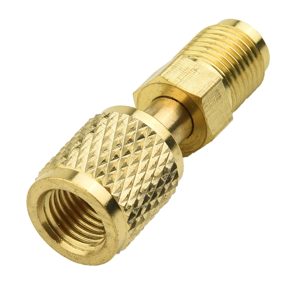 

1Pc R32 R410a Refrigerantion Connector Head Male 5/16 To Female 1/4 SAE Adapter Quick Coupler Vacuum Pump Brass Adapters