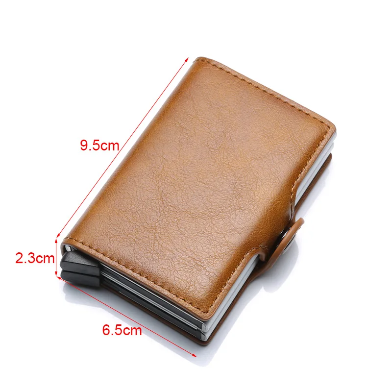 

DIENQI Aluminium Rfid Wallet Male Big Coin Purse Men Leather Double Personalized Wallet Pocket Money Bag Credit Card Cases 2020