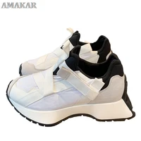 air mesh designer platform sneakers trainers bottom thick s women vulcanized casual shoes off black white buckle