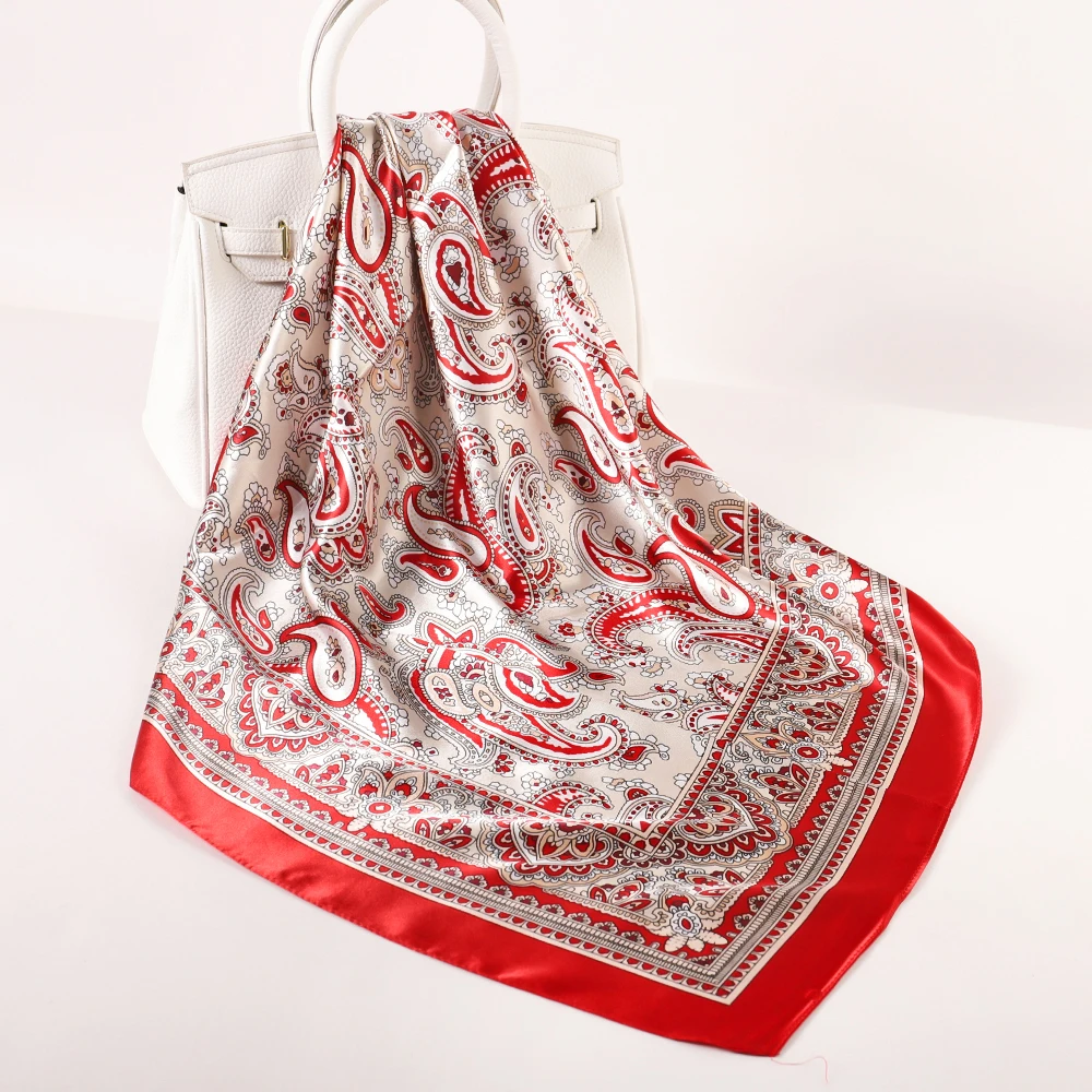 Шелковый шарф с принтом для женщин квадратный на шею офис шаль бандана