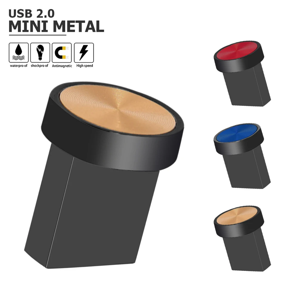 

Super mini Usb Flash Drive Waterproof Metal creative button high speed storage disk 64GB Pen drive personal memory stick logo