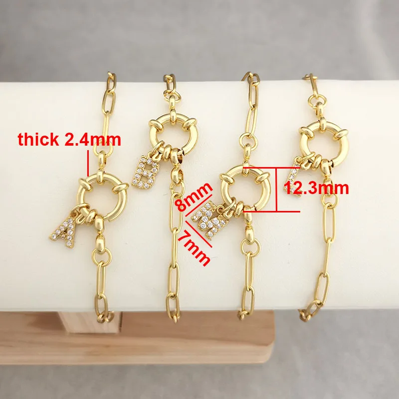 QMHJE Начальный браслет с подвесками из нержавеющей стали и кубического циркония