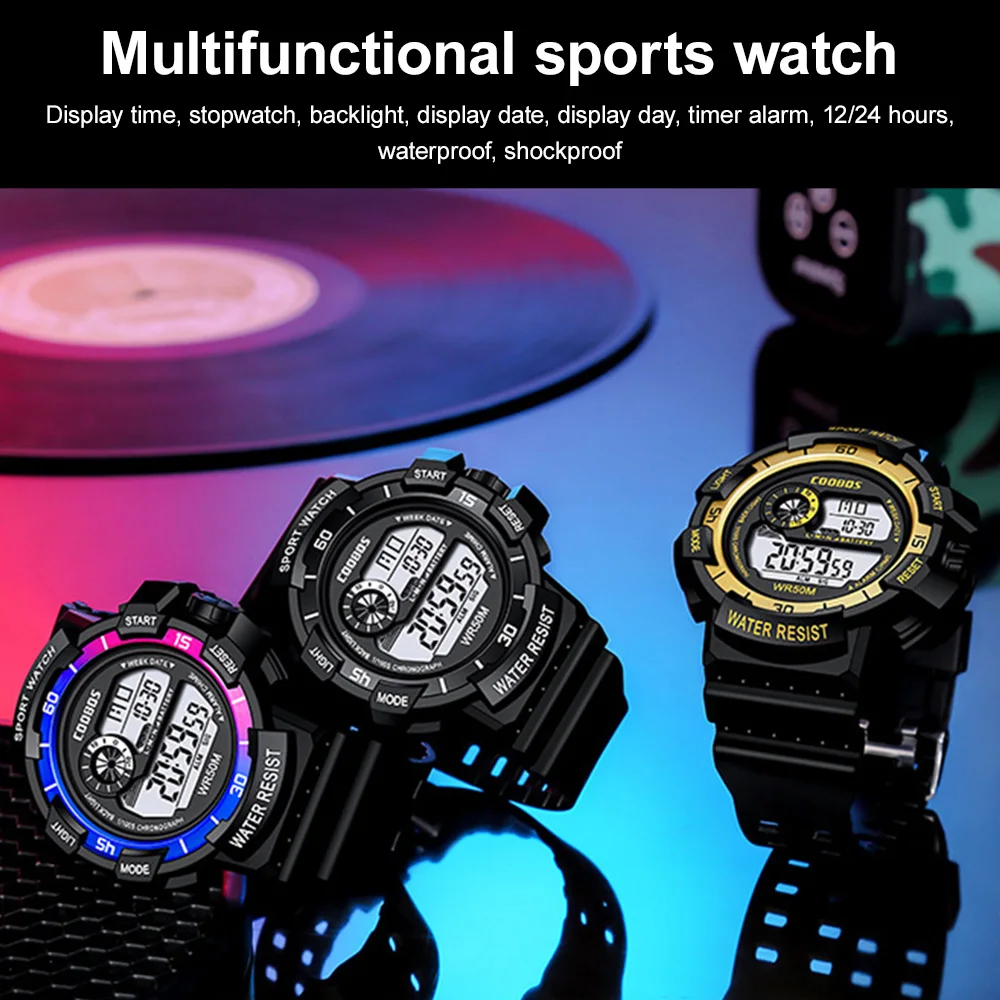 

Cool Luminous Men Sport Watch High-end Silicone Strap Military Wrist Watch Led Calendar Swimming Waterproof Digital Watch