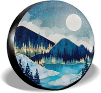 blue gold spare tire cover mountain tree star waterproof and dustproof universal spare tire cover