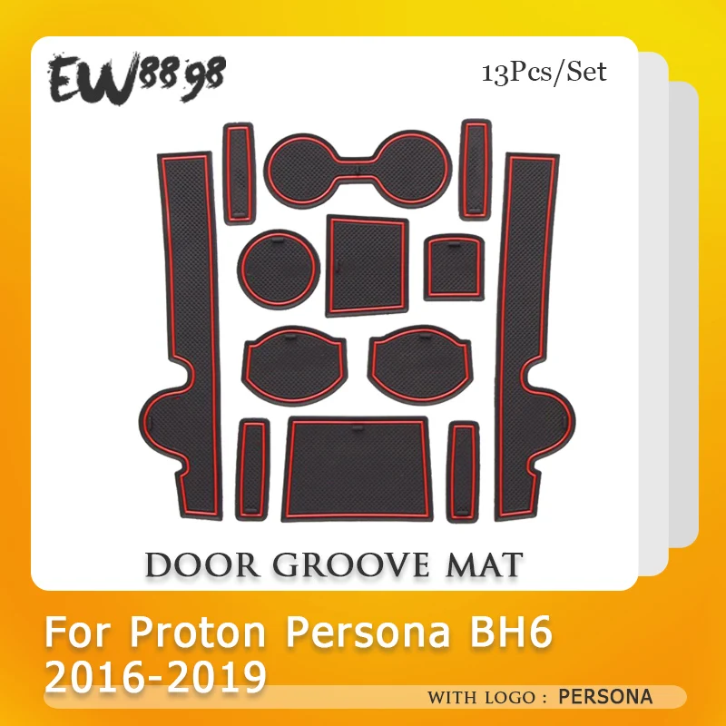 

Door Groove Mat For Proton Persona BH6 2016 2017~2019 Rubber Cup Mat Anti-Slip Dust Pad Car Styling Interior Sticker Accessorise
