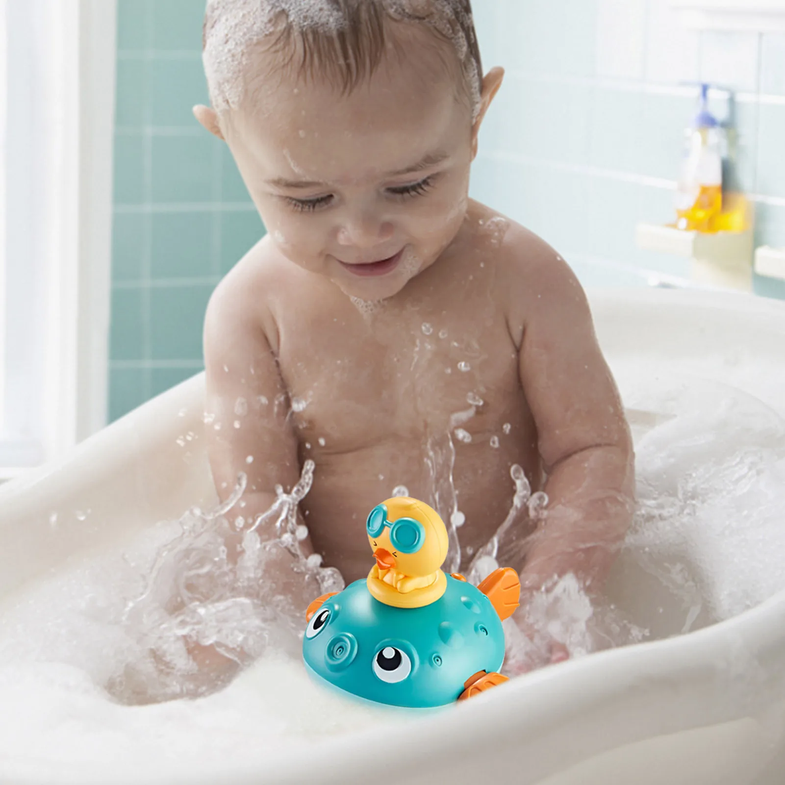 

Baby Bath Toys Automatic Spray Water Bath Toy Light Up Bath Toy With Led Light 4 Nozzles Bathroom Swimming Spraying Game For