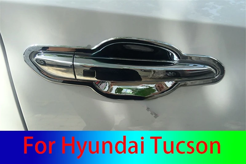 

Стайлинг автомобиля ABS хромированные покрытия для дверных ручек отделка дверная ручка Чаша для Hyundai Tucson 2015 2016 2017 2018 2019