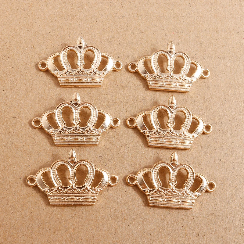 

10pcs 33x20mm Gold Color Alloy Crown Charms Connectors for Jewelry Making DIY Handmade Bracelets Necklaces Crafts Accessories