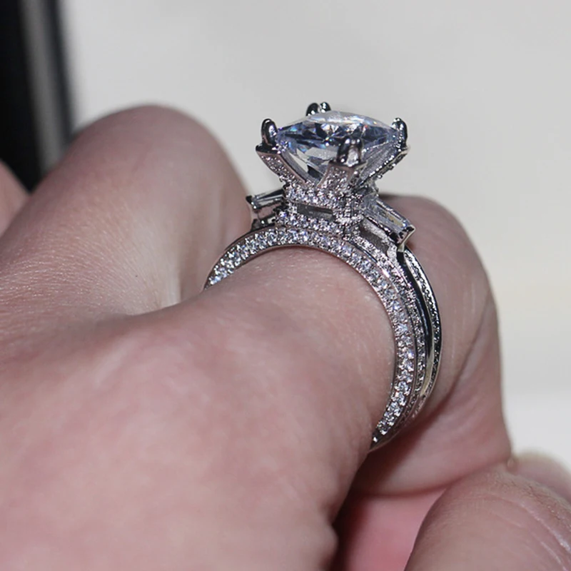 

Huitan 2022 модное роскошное свадебное кольцо для женщин высококачественное серебряное кольцо с блестящим кубическим цирконием современный ди...