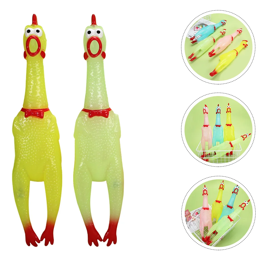 

2 Pcs Luminous Chicken Tricky Playthings Baby Toys Shine Screeching Kids Party Favor Pvc Pressure Child Aldult