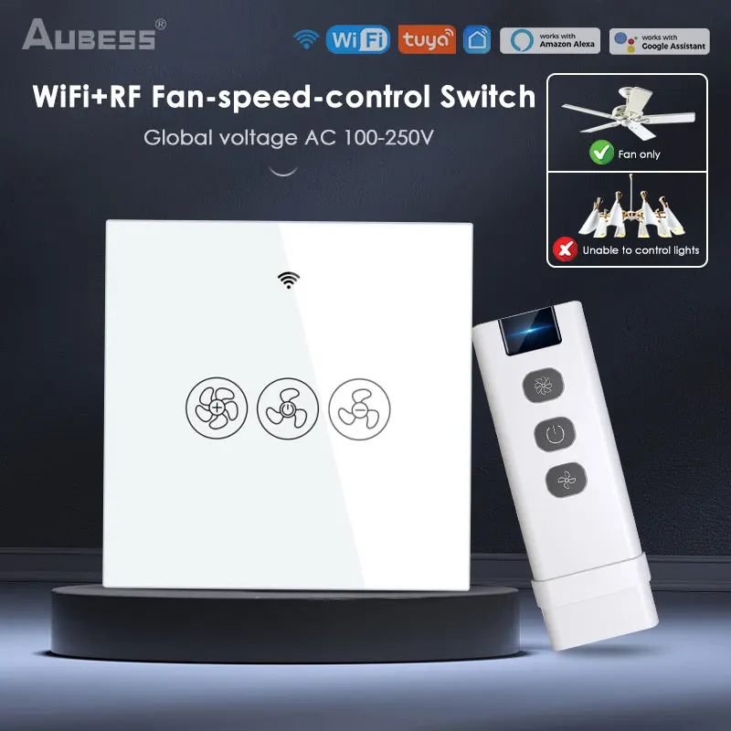 

Tuya Smart Ceiling Fan Switch Wifi 433mhz Rf Wireless Remote Control Speed Adjustable Touch Switch Work With Alexa Google Alice