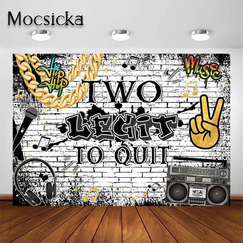 

Mocsicka тематический фон для дня рождения в стиле хип-хоп, украшения на 2-й день рождения, два легита, чтобы бросить из старой школы, рэп, известный день рождения мальчиков