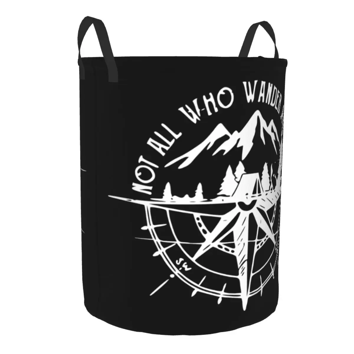 Custom NavigateMountain Adventure Compass Laundry Basket Collapsible Clothes Toy Hamper Storage Bin for Kids Nursery