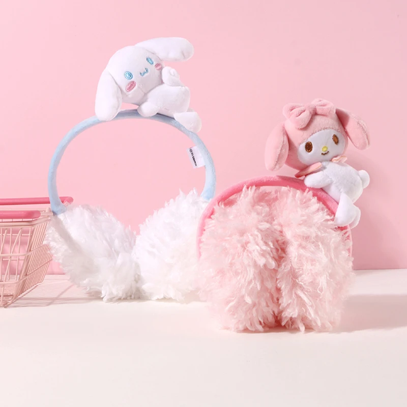

Sanrio Kawaii Плюшевые наушники Cinnamoroll My Melody мягкие Мультяшные куклы милые детские для девочек осень зима плюшевые наушники