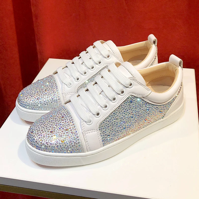 2023 Europe and the United States new spring and autumn color diamond lace-up flat casual shoes