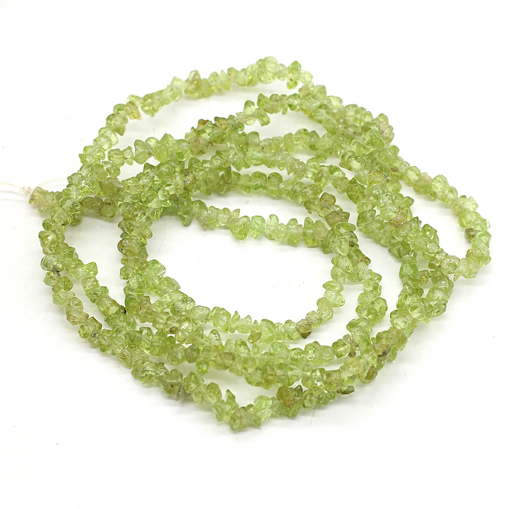 

3-6mm Irregular Freeform Chip Natural Green Olivine Stone Beads For Jewelry Making DIY Bracelet Necklace 15" Strand Gift