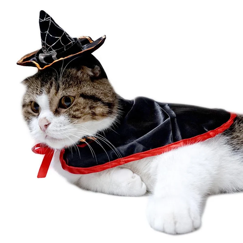 Mysterious Cool Halloween Dog Hat Enjoying Dog Wizard Costume Accessories Cat Cosplay Hat Birthday Party for Cat Pet Dog