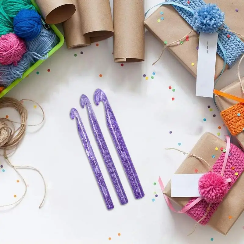 Крючки для вязания 3 размера 15 мм 12 10 игла крючком с блестками и кристаллами