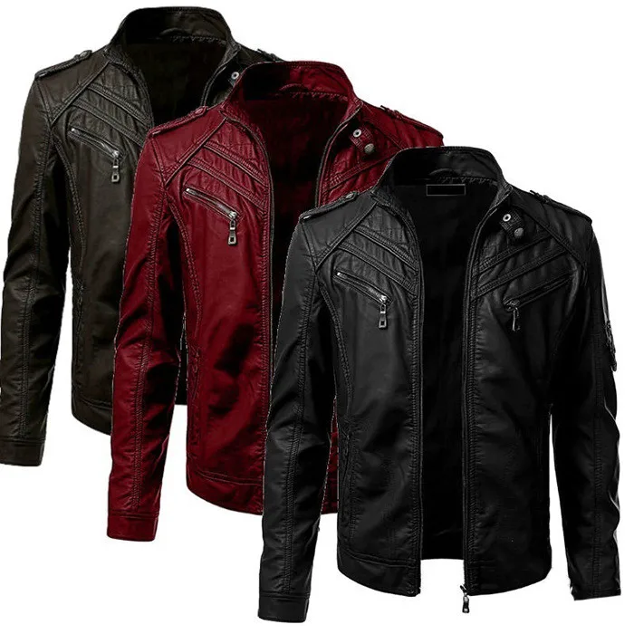 

Men Faux Leather Jacket Motorcycle Men Jackets Black Jaqueta De Couro Masculina Outwear Male Slim Fit Pu Leather Coats Man