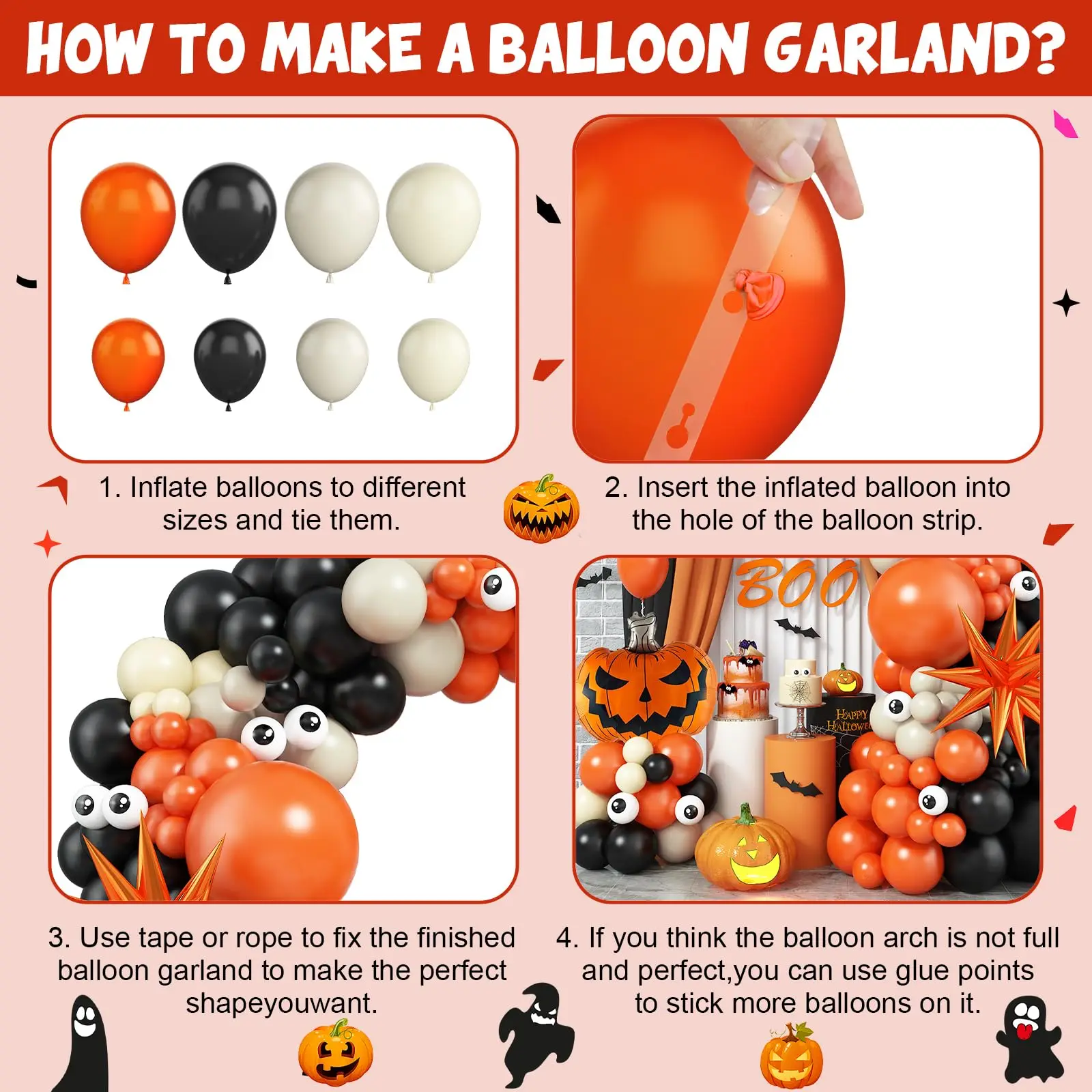 116 шт. гирлянда с оранжевыми черными и белыми воздушными Шарами на Хэллоуин